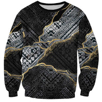 Polynesian Tribal Tattoo Sweatshirt Dark Marble Pattern LT9 Unisex Black - Polynesian Pride
