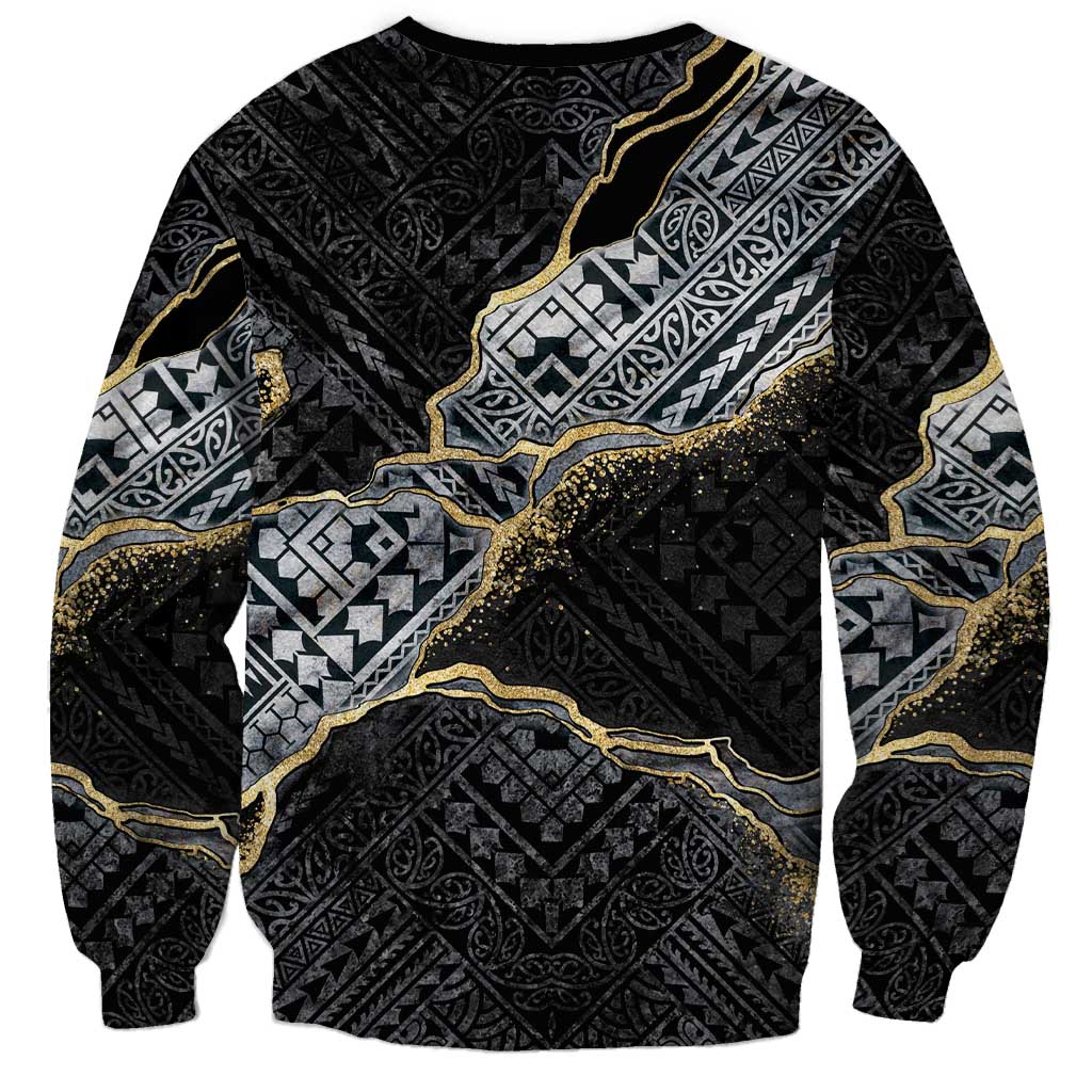 Polynesian Tribal Tattoo Sweatshirt Dark Marble Pattern LT9 - Polynesian Pride