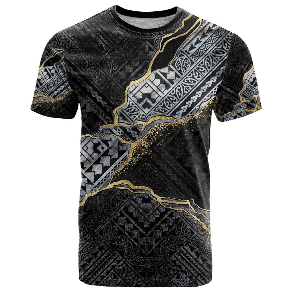 Polynesian Tribal Tattoo T Shirt Dark Marble Pattern LT9 Black - Polynesian Pride