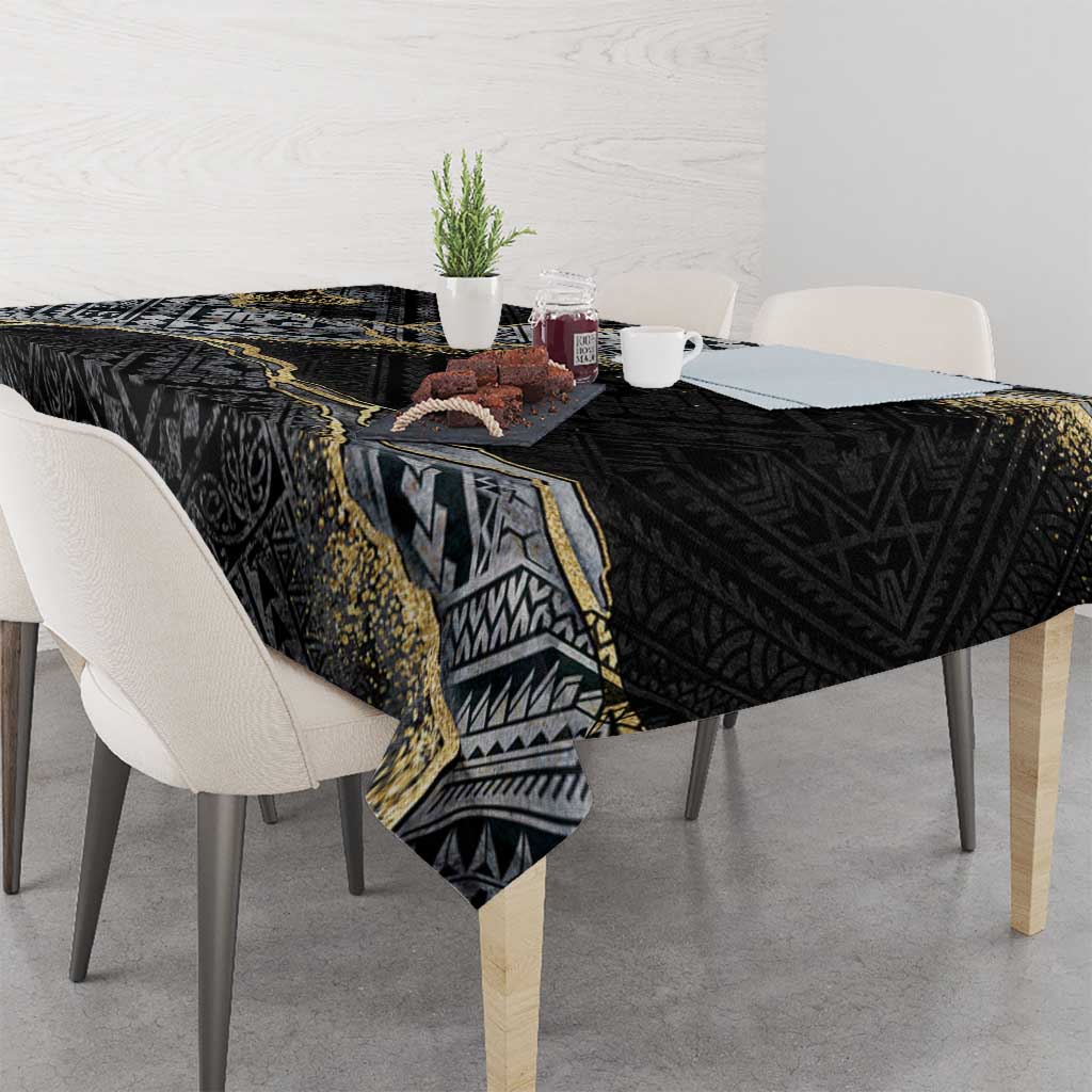Polynesian Tribal Tattoo Tablecloth Dark Marble Pattern LT9 - Polynesian Pride