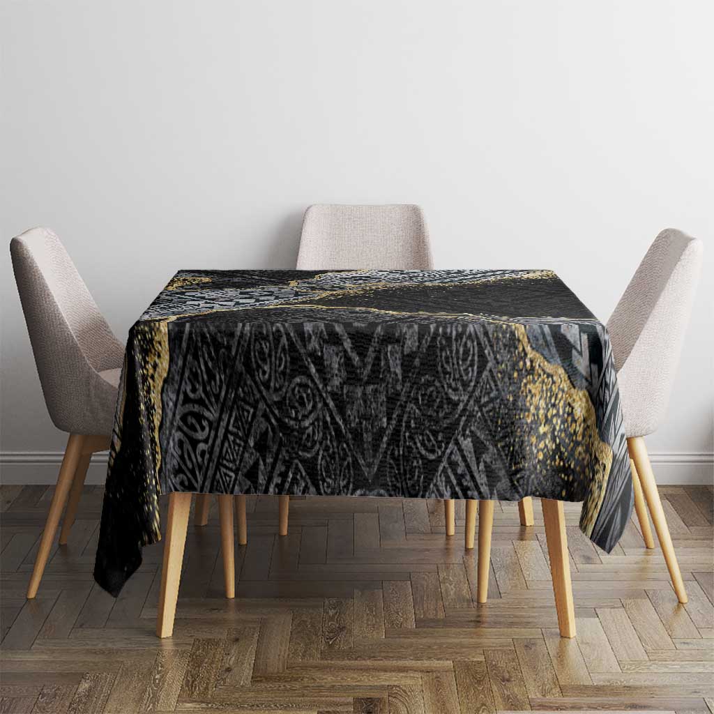 Polynesian Tribal Tattoo Tablecloth Dark Marble Pattern LT9 - Polynesian Pride