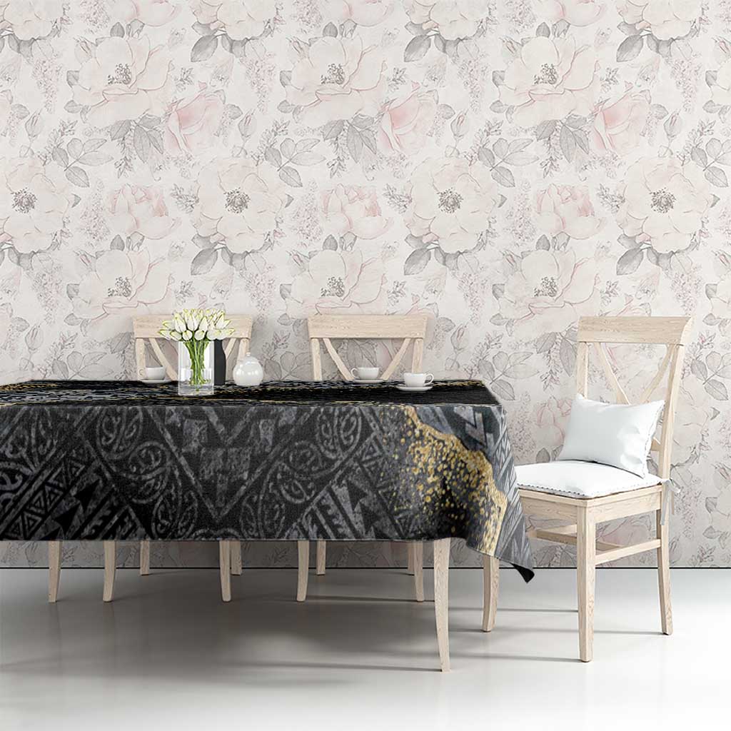 Polynesian Tribal Tattoo Tablecloth Dark Marble Pattern LT9 - Polynesian Pride