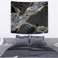 Polynesian Tribal Tattoo Tapestry Dark Marble Pattern