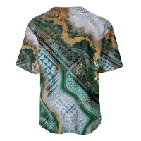 Polynesian Tribal Tattoo Baseball Jersey Green Marble Pattern LT9 - Polynesian Pride