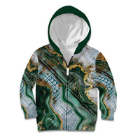 Polynesian Tribal Tattoo Kid Hoodie Green Marble Pattern