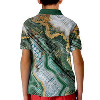 Polynesian Tribal Tattoo Kid Polo Shirt Green Marble Pattern LT9 - Polynesian Pride