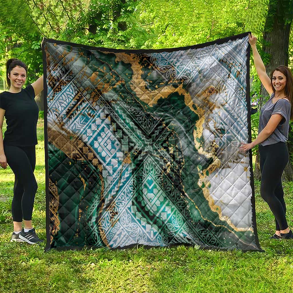 Polynesian Tribal Tattoo Quilt Green Marble Pattern LT9 - Polynesian Pride