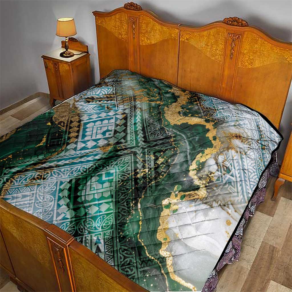 Polynesian Tribal Tattoo Quilt Green Marble Pattern LT9 - Polynesian Pride