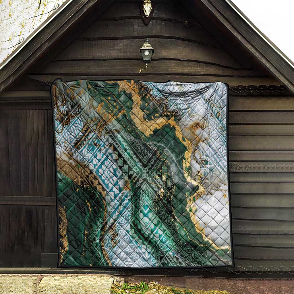 Polynesian Tribal Tattoo Quilt Green Marble Pattern LT9 - Polynesian Pride