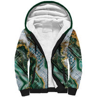 Polynesian Tribal Tattoo Sherpa Hoodie Green Marble Pattern