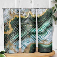 Polynesian Tribal Tattoo Skinny Tumbler Green Marble Pattern LT9 - Polynesian Pride