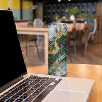 Polynesian Tribal Tattoo Skinny Tumbler Green Marble Pattern LT9 - Polynesian Pride