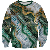 Polynesian Tribal Tattoo Sweatshirt Green Marble Pattern LT9 Unisex Green - Polynesian Pride