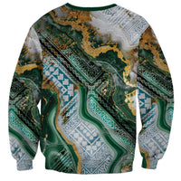 Polynesian Tribal Tattoo Sweatshirt Green Marble Pattern LT9 - Polynesian Pride