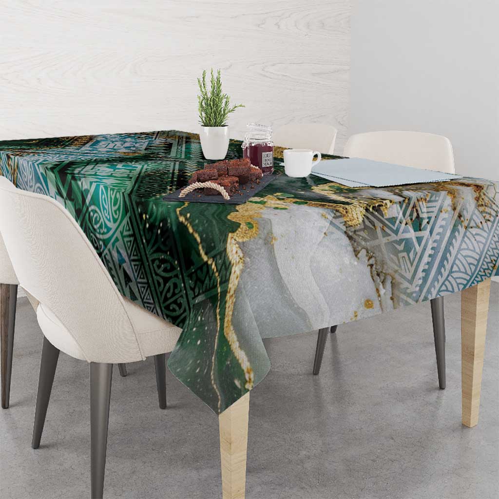 Polynesian Tribal Tattoo Tablecloth Green Marble Pattern LT9 - Polynesian Pride