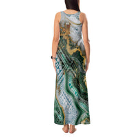 Polynesian Tribal Tattoo Tank Maxi Dress Green Marble Pattern