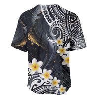 Polynesian Tribal Tattoo Baseball Jersey Plumeria Black Gold Marble Pattern LT9 - Polynesian Pride
