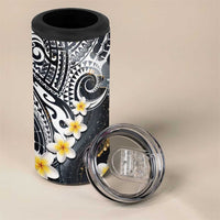 Polynesian Tribal Tattoo 4 in 1 Can Cooler Tumbler Plumeria Black Gold Marble Pattern