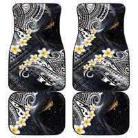 Polynesian Tribal Tattoo Car Mats Plumeria Black Gold Marble Pattern