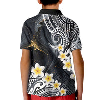 Polynesian Tribal Tattoo Kid Polo Shirt Plumeria Black Gold Marble Pattern LT9 - Polynesian Pride