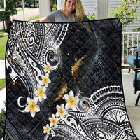 Polynesian Tribal Tattoo Quilt Plumeria Black Gold Marble Pattern LT9 Black - Polynesian Pride