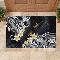 Polynesian Tribal Tattoo Rubber Doormat Plumeria Black Gold Marble Pattern LT9 Black - Polynesian Pride