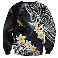 Polynesian Tribal Tattoo Sweatshirt Plumeria Black Gold Marble Pattern LT9 - Polynesian Pride