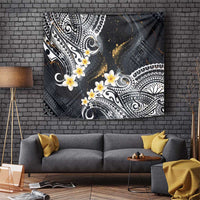 Polynesian Tribal Tattoo Tapestry Plumeria Black Gold Marble Pattern