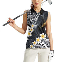 Polynesian Tribal Tattoo Women Sleeveless Polo Shirt Plumeria Black Gold Marble Pattern LT9 - Polynesian Pride