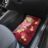 Polynesian Tribal Tattoo Car Mats Plumeria Blood Red and Gold Marble Pattern