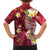 Polynesian Tribal Tattoo Family Matching Off The Shoulder Long Sleeve Dress and Hawaiian Shirt Plumeria Blood Red and Gold Marble Pattern