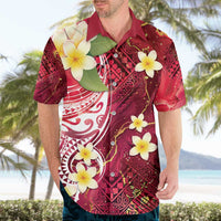 Polynesian Tribal Tattoo Hawaiian Shirt Plumeria Blood Red and Gold Marble Pattern