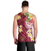 Polynesian Tribal Tattoo Men Tank Top Plumeria Blood Red and Gold Marble Pattern