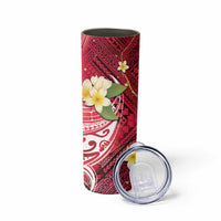 Polynesian Tribal Tattoo Skinny Tumbler Plumeria Blood Red and Gold Marble Pattern LT9 - Polynesian Pride