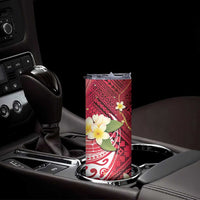 Polynesian Tribal Tattoo Skinny Tumbler Plumeria Blood Red and Gold Marble Pattern LT9 - Polynesian Pride