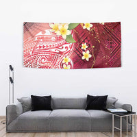 Polynesian Tribal Tattoo Tapestry Plumeria Blood Red and Gold Marble Pattern