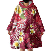 Polynesian Tribal Tattoo Wearable Blanket Hoodie Plumeria Blood Red and Gold Marble Pattern LT9 - Polynesian Pride