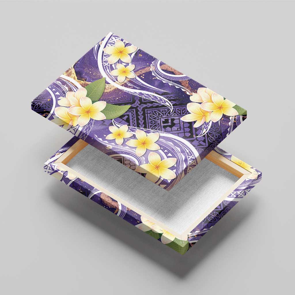 Polynesian Tribal Tattoo Canvas Wall Art Plumeria Purple Marble Pattern