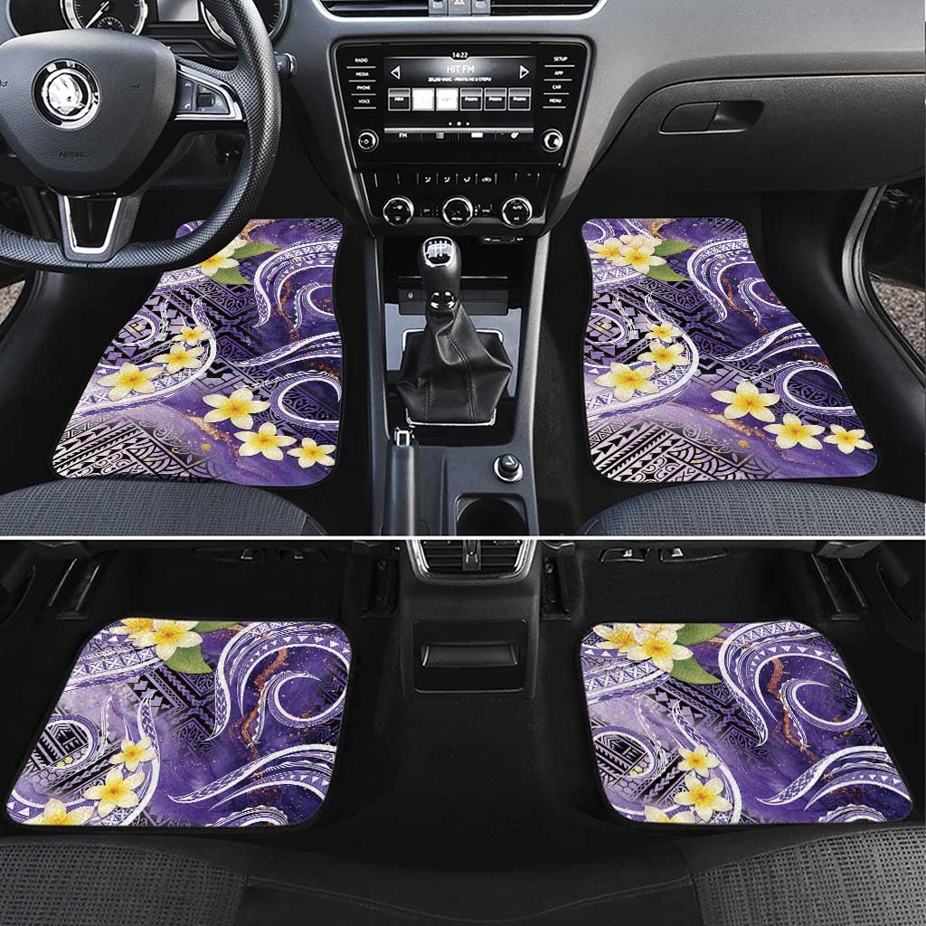 Polynesian Tribal Tattoo Car Mats Plumeria Purple Marble Pattern
