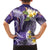 Polynesian Tribal Tattoo Family Matching Off The Shoulder Long Sleeve Dress and Hawaiian Shirt Plumeria Purple Marble Pattern