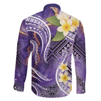 Polynesian Tribal Tattoo Family Matching Puletasi and Hawaiian Shirt Plumeria Purple Marble Pattern LT9 - Polynesian Pride