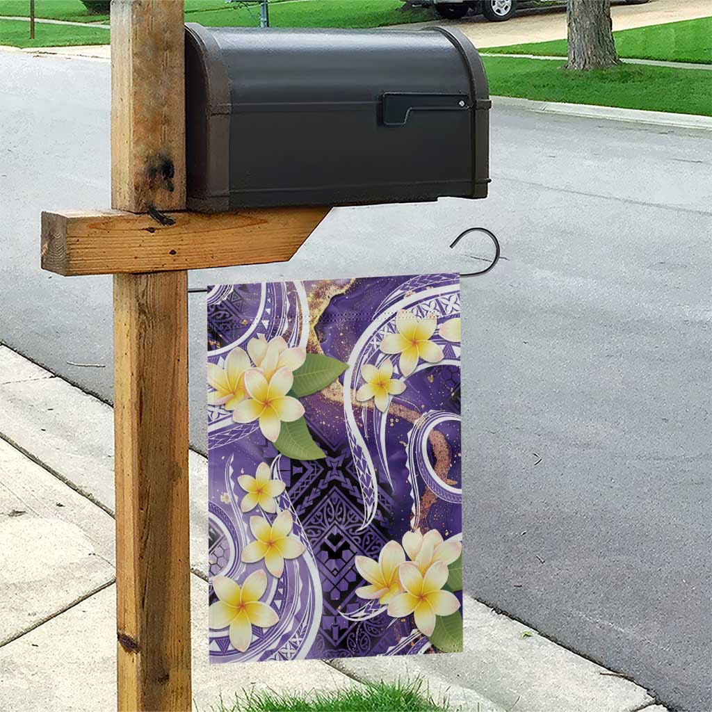 Polynesian Tribal Tattoo Garden Flag Plumeria Purple Marble Pattern