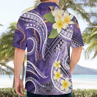 Polynesian Tribal Tattoo Hawaiian Shirt Plumeria Purple Marble Pattern