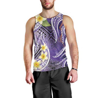 Polynesian Tribal Tattoo Men Tank Top Plumeria Purple Marble Pattern