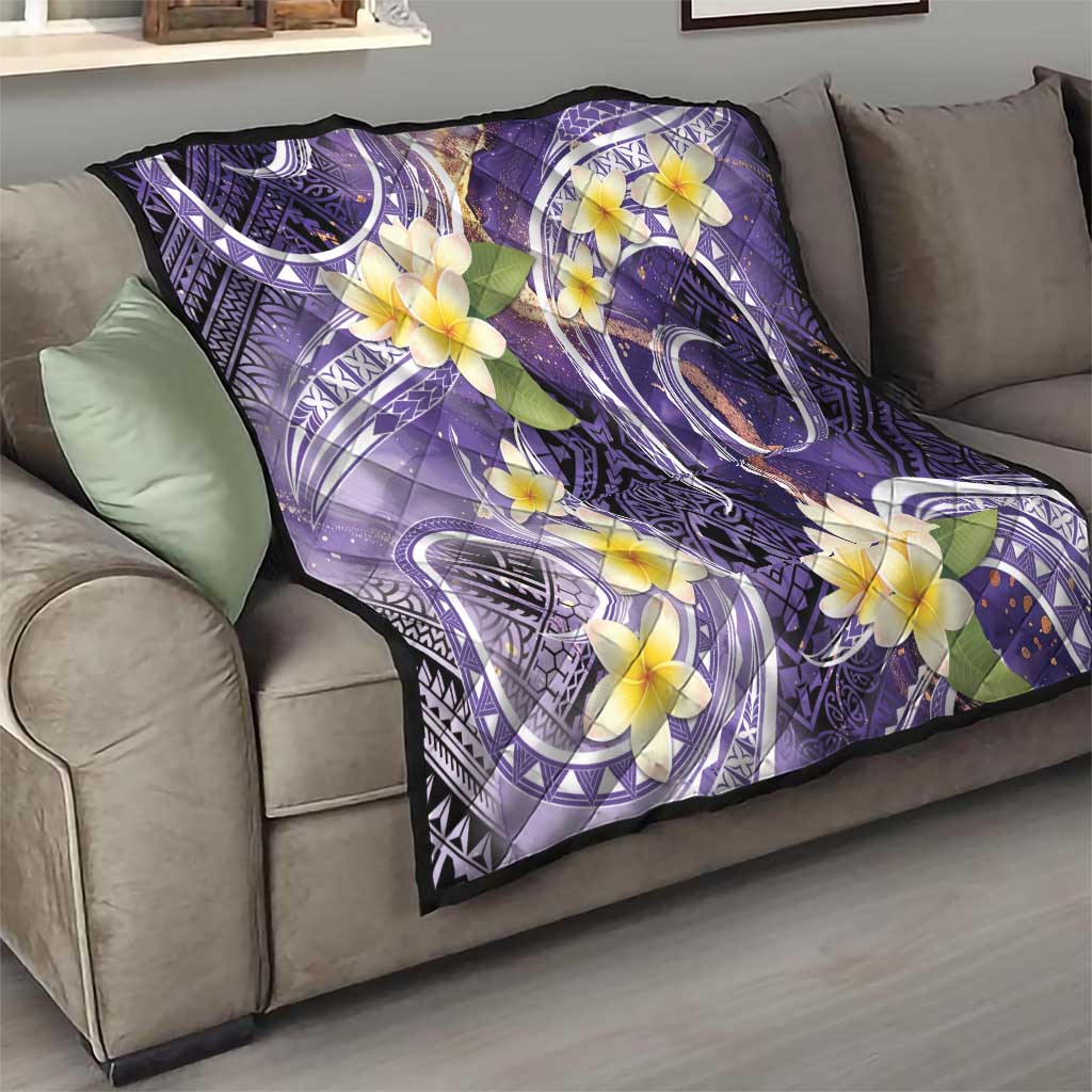 Polynesian Tribal Tattoo Quilt Plumeria Purple Marble Pattern LT9 - Polynesian Pride