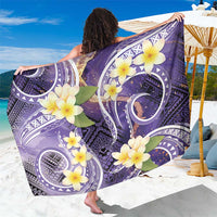 Polynesian Tribal Tattoo Sarong Plumeria Purple Marble Pattern