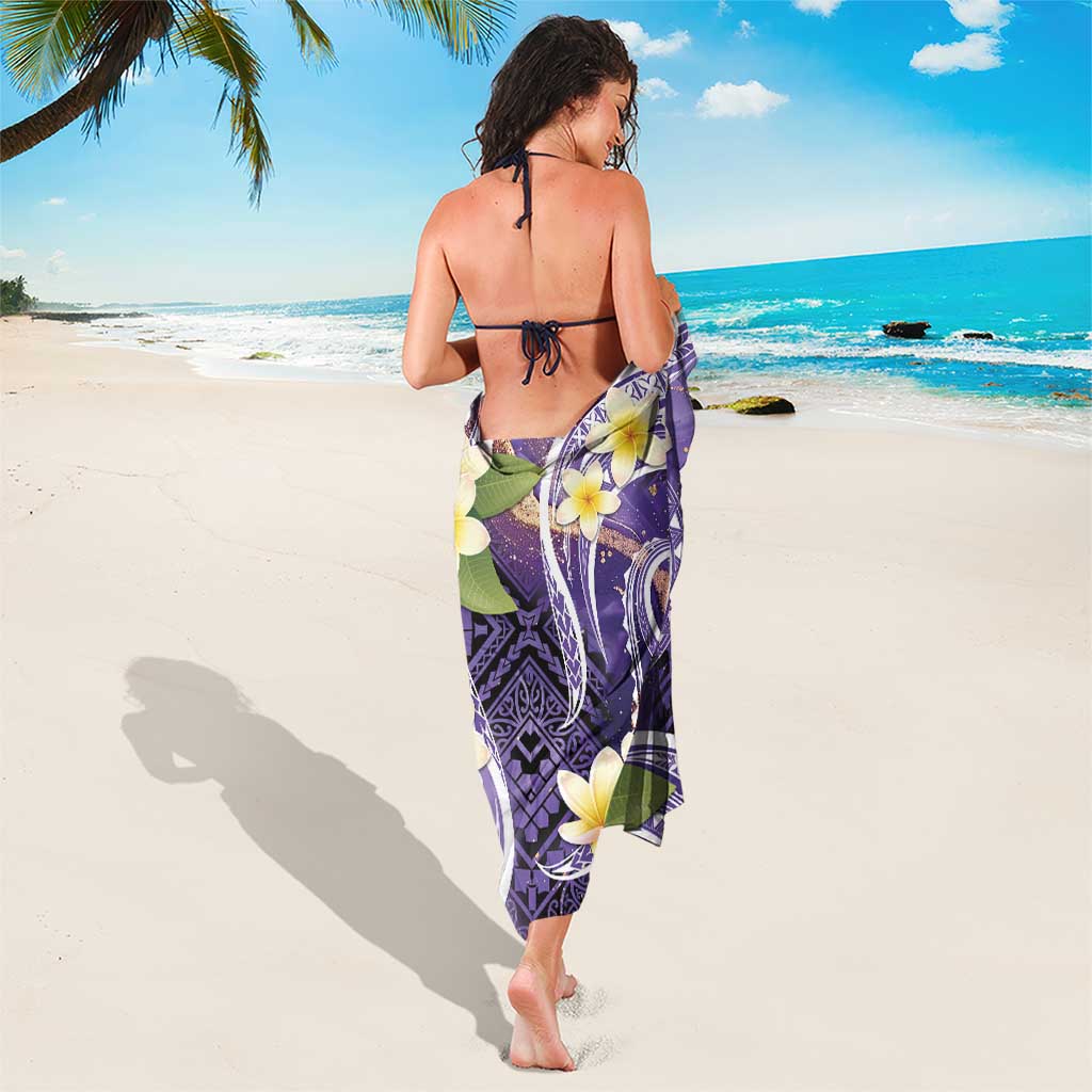 Polynesian Tribal Tattoo Sarong Plumeria Purple Marble Pattern