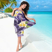 Polynesian Tribal Tattoo Sarong Plumeria Purple Marble Pattern