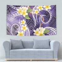 Polynesian Tribal Tattoo Tapestry Plumeria Purple Marble Pattern