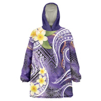 Polynesian Tribal Tattoo Wearable Blanket Hoodie Plumeria Purple Marble Pattern LT9 One Size Purple - Polynesian Pride